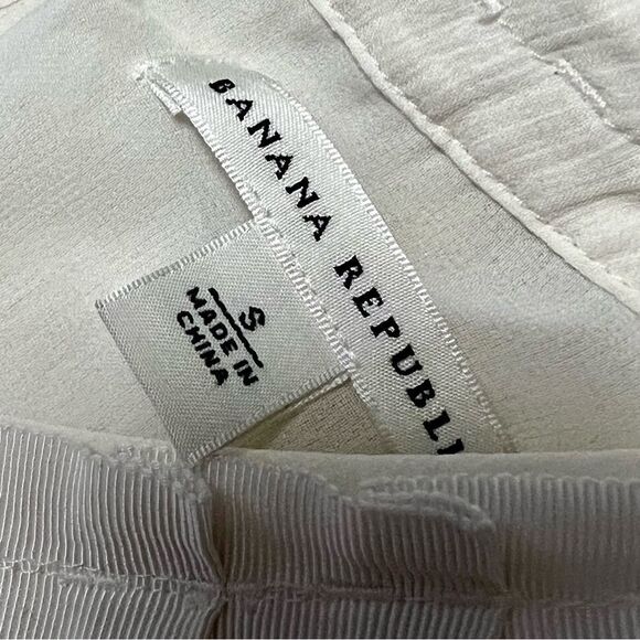 Banana Republic Ivory Sheer 100% Silk Stretch Crepe Ribbon Sleeveless Top S - Picture 13 of 13